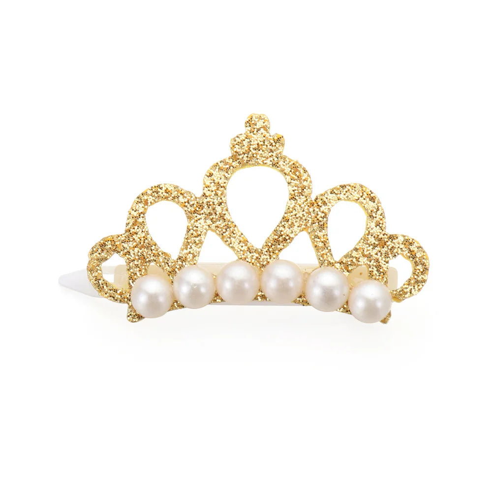 Pet Small Dogs Cat Faux Pearl Crown Shape Bows Hair Clips Head Decoration for Pets Puppy Hairpins Decor Grooming Accessoires
