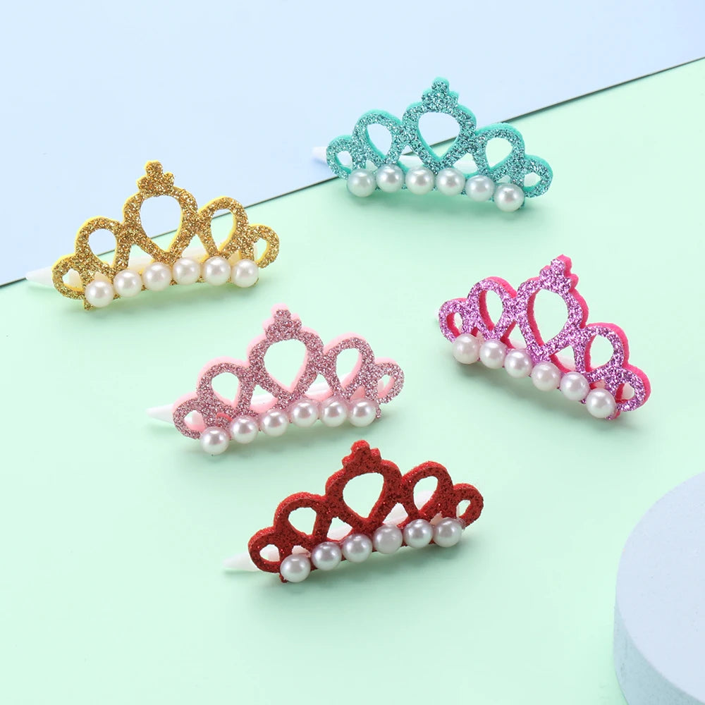 Pet Small Dogs Cat Faux Pearl Crown Shape Bows Hair Clips Head Decoration for Pets Puppy Hairpins Decor Grooming Accessoires