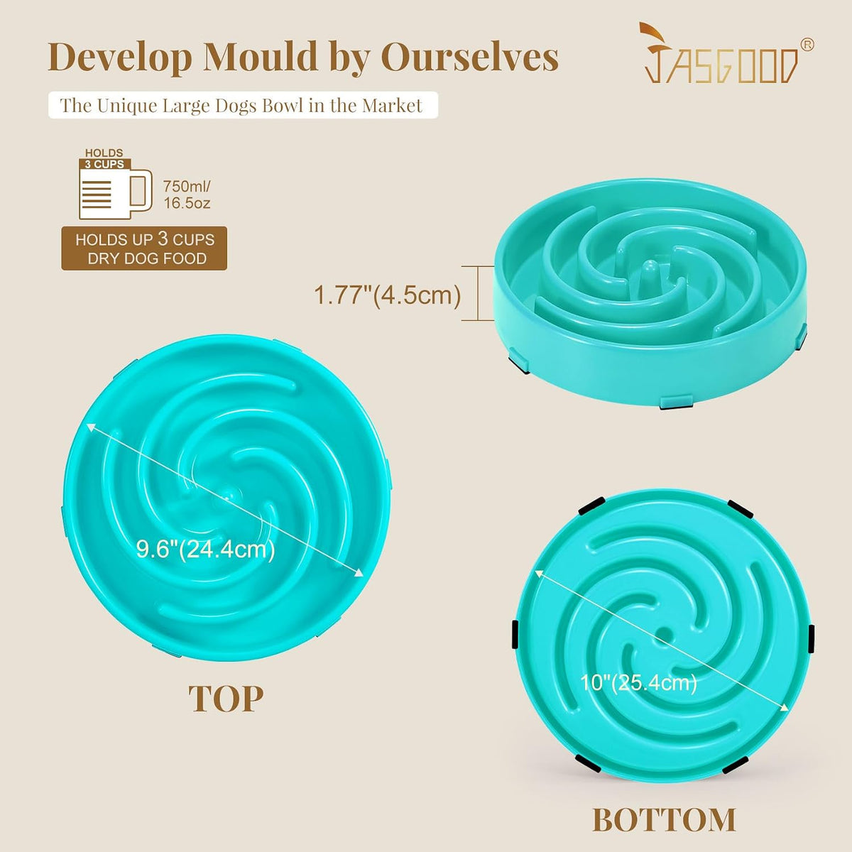 Slow Feeder Bowl for Large and Medium Dogs - Anti-Gulping Design to Prevent Bloating and Choking