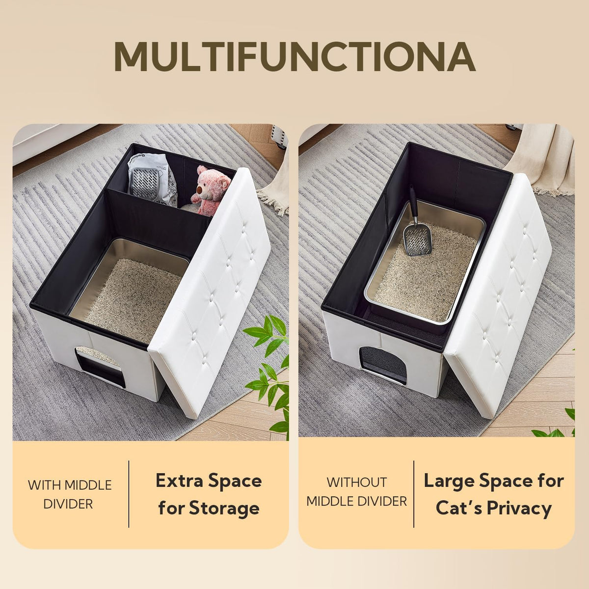 Cat Litter Box Enclosure Furniture Odor Control, Extra Large